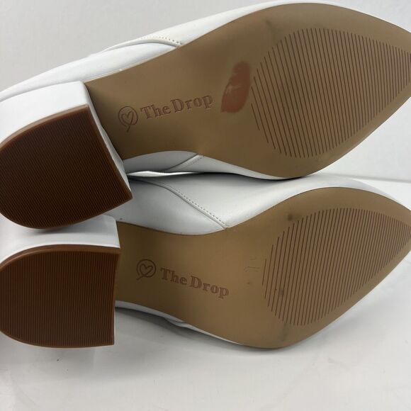 The Drop Leather White Slip On Block Heels Women’s Size 7 - Picture 6 of 6